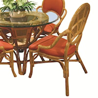 Wicker Rattan Dining Arm Chair With Upholstered Seat Cushion
