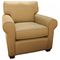 Casual Upholstered Chair with Sock Arms and Exposed Wood Feet