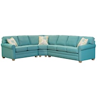 Casual Three Piece Rolled Arm Sectional Sofa