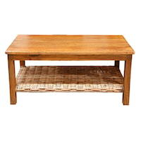 Casual Coffee Table with Woven Shelf