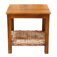 Casual Lamp Table with Woven Shelf