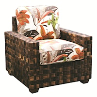 Woven Wicker Chair With Upholstered Cushions