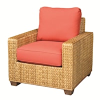Woven Wicker Rattan Chair With Upholstered Seat Cushions