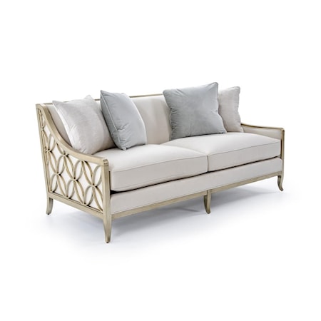 Social Butterfly Sofa with Exposed Wood
