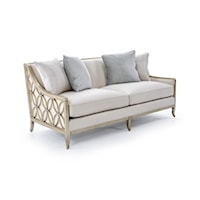 Social Butterfly Sofa with Exposed Wood Trim