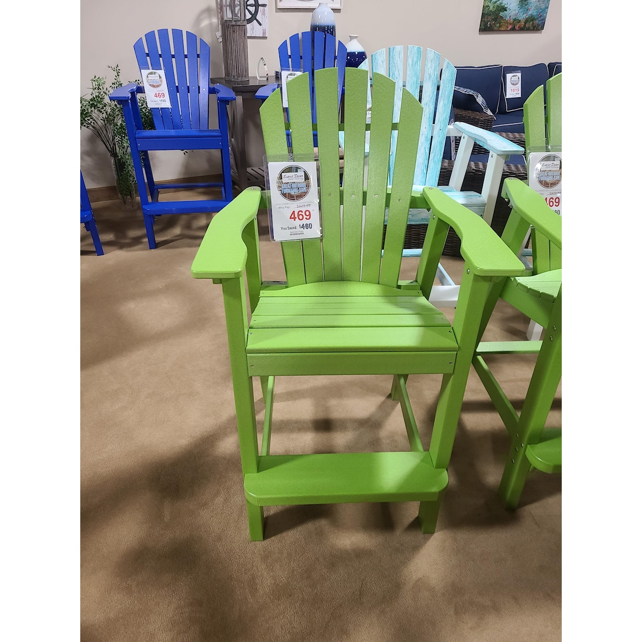 Carolina Casual OBX Curved Collection Adirondack Bar Chair