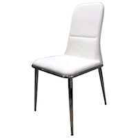 White Leather Side Chair with Stainless Steel Base