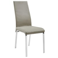 Taupe Leather Side Chair with Stainless Steel Base