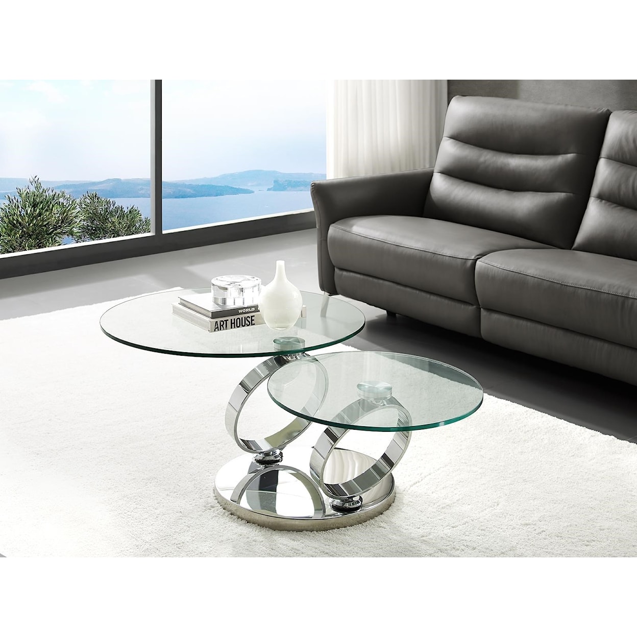 Casabianca Satellite Glass Cocktail Table