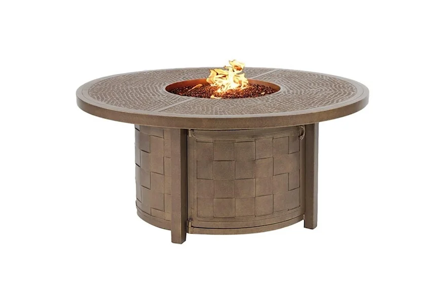 Classical Firepits 49" Round Coffee Table with Firepit and Lid by Castelle by Pride Family Brands at Johnny Janosik