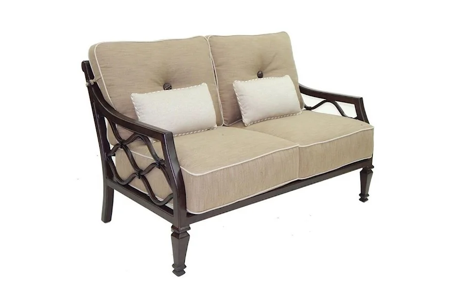 Villa Bianca Cushioned Loveseat w/ Two Kidney Pillows by Castelle by Pride Family Brands at Baer's Furniture