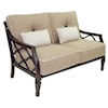 Castelle by Pride Family Brands Villa Bianca Cushioned Loveseat w/ Two Kidney Pillows