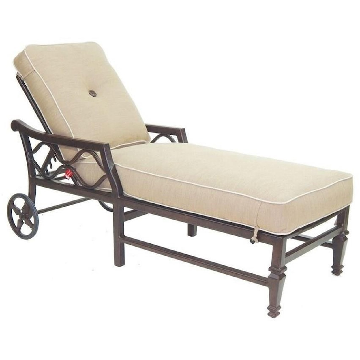 Castelle by Pride Family Brands Villa Bianca Adjustable Cushioned Chaise Lounge w/ Wheels