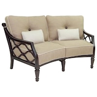 Cushioned Crescent Loveseat w/ Two Kidney Pillows
