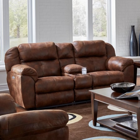 Pwr Headrest Lay-Flat Reclining Console Sofa