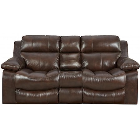 Power Leather Console Reclining loveseat