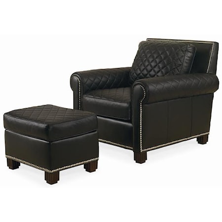 Contemporary Leather Chair with Ottoman