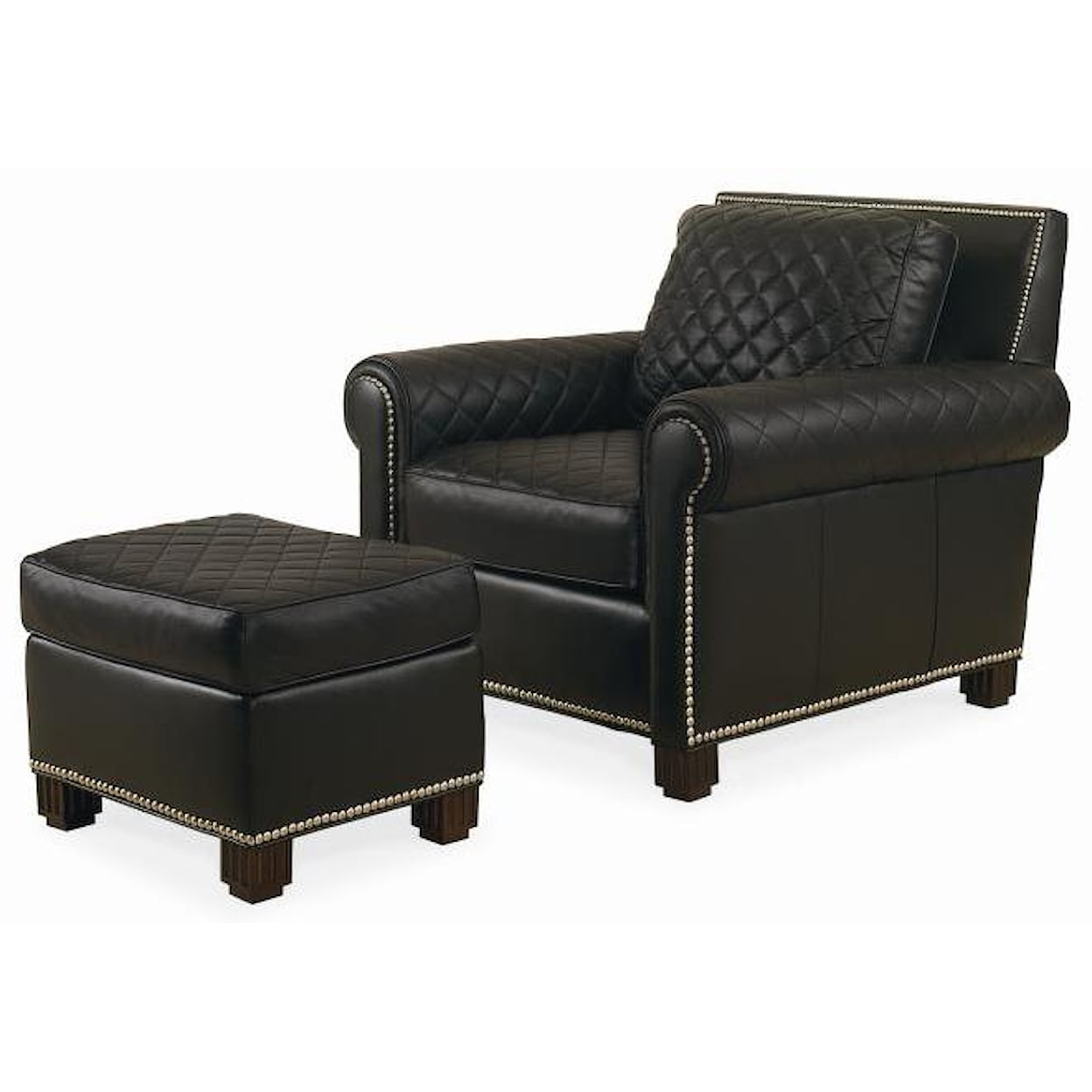 Century Century Trading Company Leather Chair with Ottoman