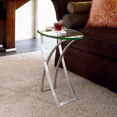 Metal Chairside Table with Glass Top
