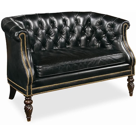 Button Tufted Leather Loveseat