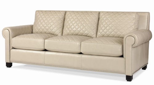 Quilted Leather Stationary Sofa