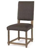 Solid Acacia and Oak Dining Side Chair with Upholstered Seat and Back 