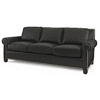 Roll Arm Sofa w/ Quilted Leather