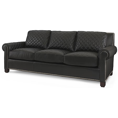 Roll Arm Sofa w/ Quilted Leather