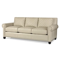 Roll Arm Sofa w/ Quilted Leather
