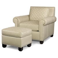 Roll Arm Chair & Ottoman w/ Quilting