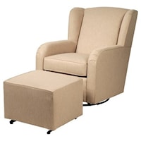 Upholstered Wing Back Glider & Gliding Ottoman