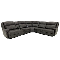 Casual 6-Piece Power Reclining Sectional with Pillow Arms