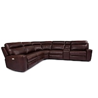 Contemporary 6-Piece Power Reclining Sectional with USB Ports, Power Headrests, and Cupholders