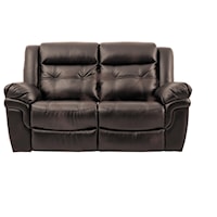 Casual Reclining Loveseat with Contrast Stitching