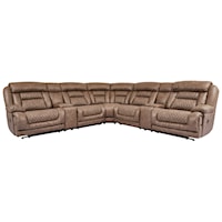 Casual 7-Piece Power Reclining Sectional with USB Ports and Cupholders