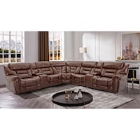 Casual 7-Piece Power Reclining Sectional with USB Ports and Cupholders
