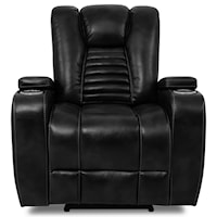 Contemporary Power Recliner with Power Headrest and Cupholders