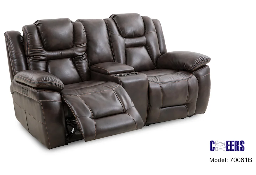 70061 Dual Power Reclining Console Loveseat by Cheers at Furniture Fair - North Carolina
