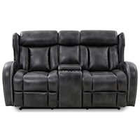 Contemporary Power Reclining Console Loveseat with USB Ports, Cupholders, and Built-In Lighting