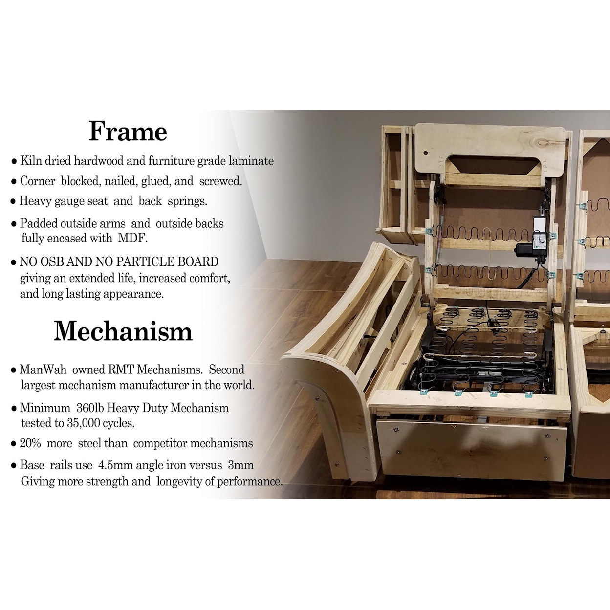 Cheers 70116 Manual Transformer Reclining Sofa w/ Table