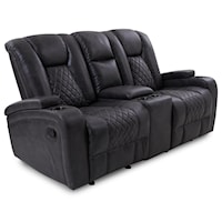 Reclining Glider Loveseat with Console and Cupholders
