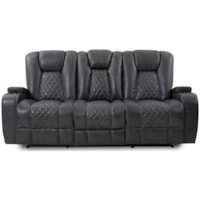 Contemporary Reclining Sofa with Drop-Down Table and Lights