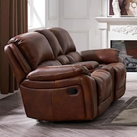 Casual Power Reclining Console Loveseat with Cupholders