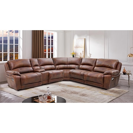 6 Pc. Dual Power Leather Reclining Sofa