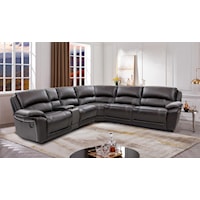 Leather 6 piece Power Sectional with Power Headrest and USB Charging