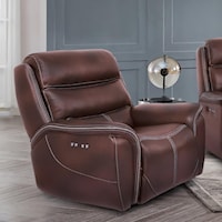 Casual Power Recliner with Power Lumbar and Headrest