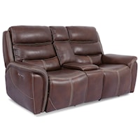 Casual Power Reclining Loveseat with Power Lumbar and Headrest
