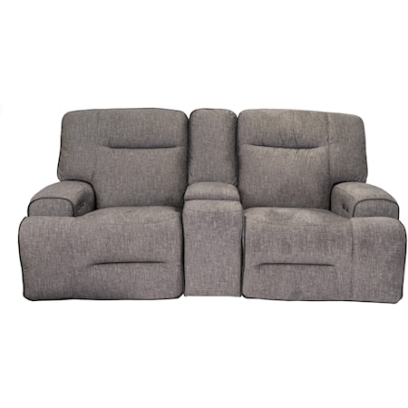 Casual Dual Power Reclining Console Loveseat with Power Headrests 