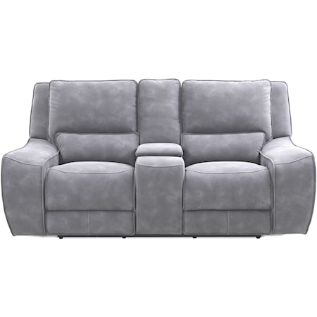 Casual Power Reclining Console Loveseat with Power Headrests and USB Ports 