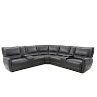 Contemporary 7-Piece Power Reclining Sectional with Power Headrests and USB Ports